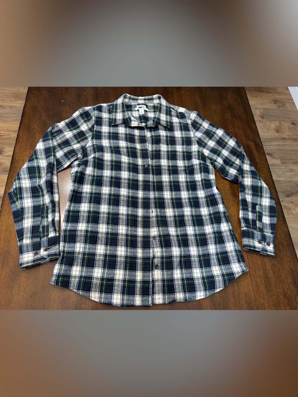 L.L. Bean Men's Plaid Button-Down Shirt - Navy, White, Green
